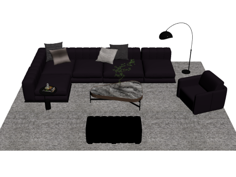 Set divani in pelle16 Modello 3D