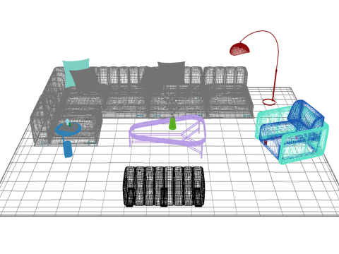 Set divani in pelle16 Modello 3D