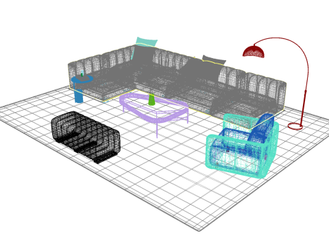 Set divani in pelle16 Modello 3D