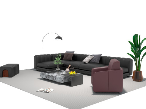 Кожаный диван 16 3D Модель