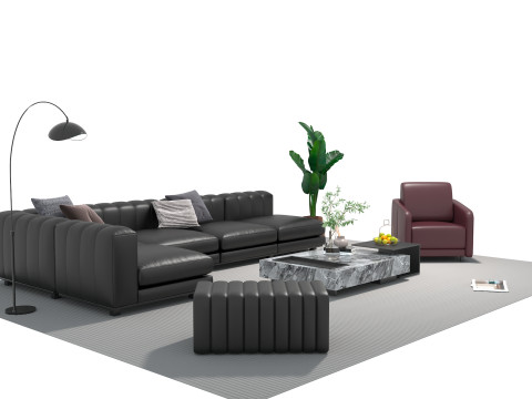 Кожаный диван 16 3D Модель