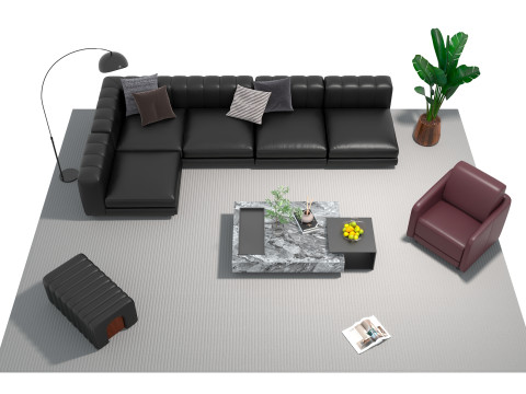 Кожаный диван 16 3D Модель