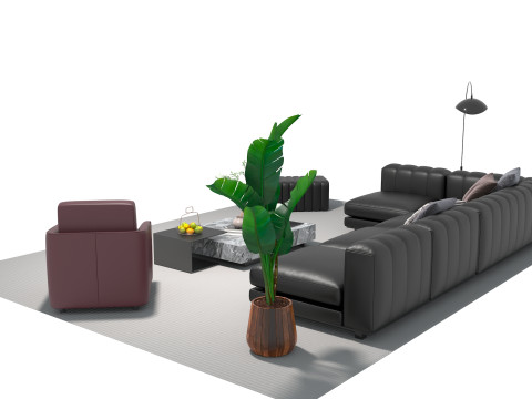 Кожаный диван 16 3D Модель