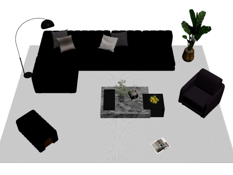 Кожаный диван 16 3D Модель