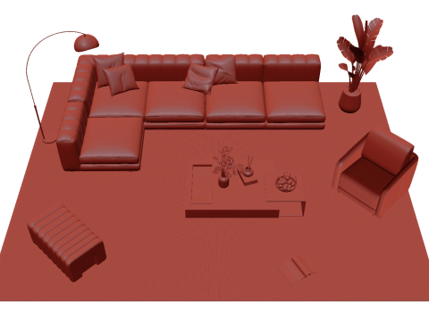 Кожаный диван 16 3D Модель