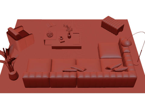 Кожаный диван 16 3D Модель