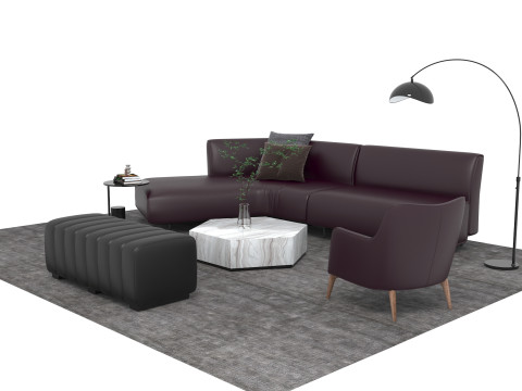 Leather sofa set17 3D Model