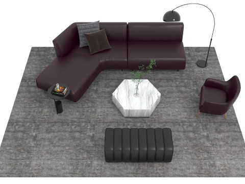 चमड़े का सोफा सेट17 3D मॉडल