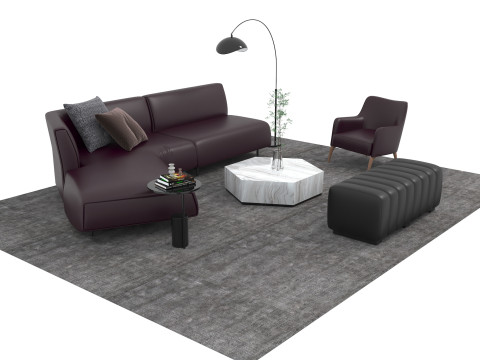 चमड़े का सोफा सेट17 3D मॉडल