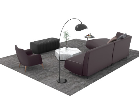 चमड़े का सोफा सेट17 3D मॉडल