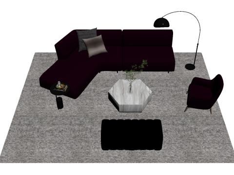 चमड़े का सोफा सेट17 3D मॉडल