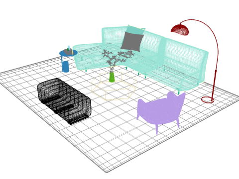 चमड़े का सोफा सेट17 3D मॉडल