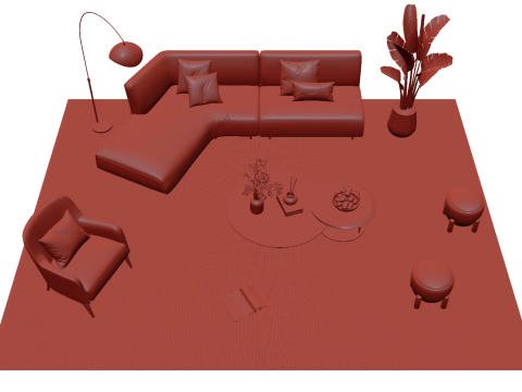 Leather sofa set 17 3D Model