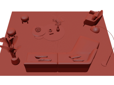 Leather sofa set 17 3D Model