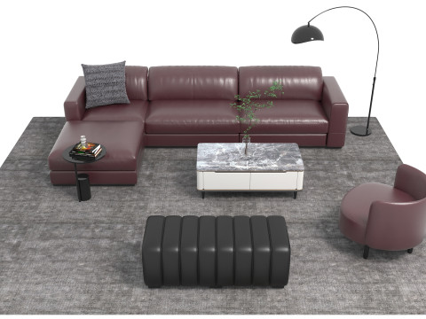 Set sofa kulit18 Model 3D