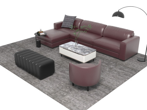 Set sofa kulit18 Model 3D