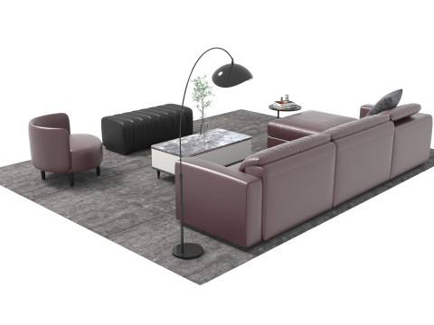 Set sofa kulit18 Model 3D