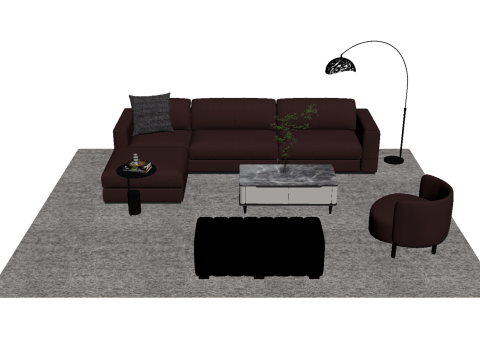 Set sofa kulit18 Model 3D