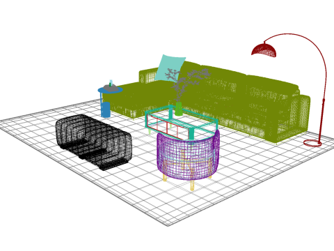 Set sofa kulit18 Model 3D