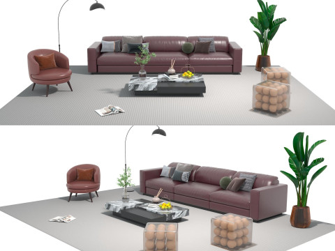 Ensemble canapé en cuir 18 Modèle 3D