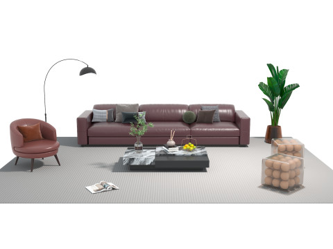 Leather sofa set 18 3D Model