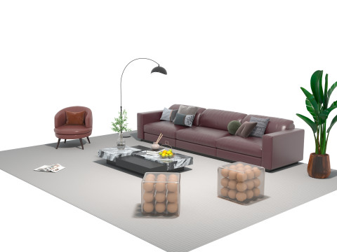 Leather sofa set 18 3D Model