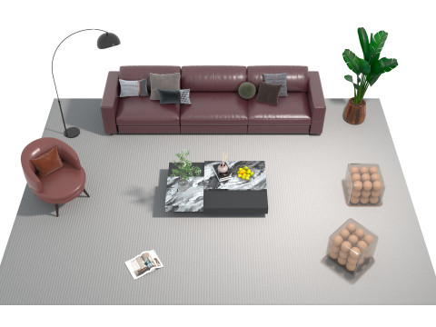 Leather sofa set 18 3D Model