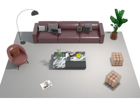 Leather sofa set 18 3D Model