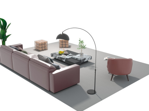 Leather sofa set 18 3D Model