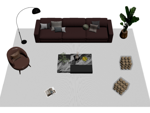 Leather sofa set 18 3D Model
