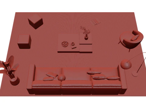Leather sofa set 18 3D Model