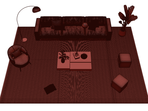 Leather sofa set 18 3D Model