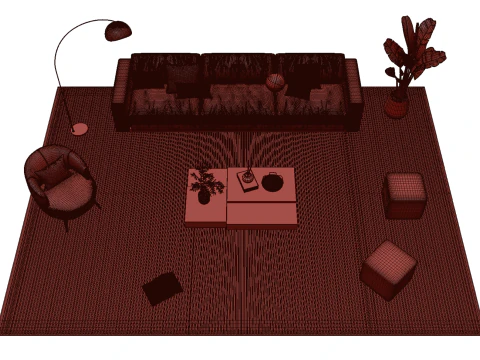 Leather sofa set 18 3D Model