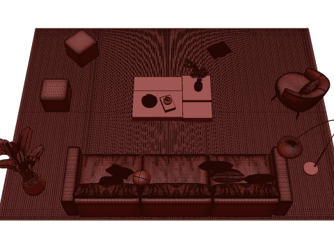 Leather sofa set 18 3D Model