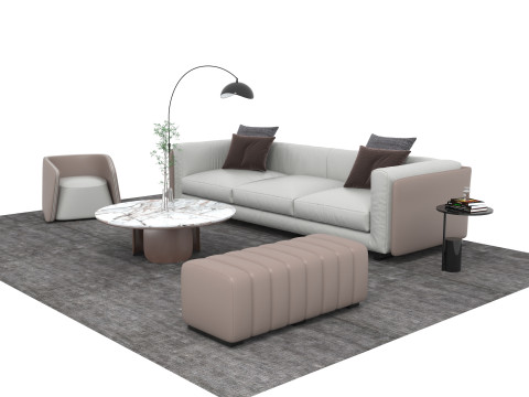 Set divani in pelle19 Modello 3D