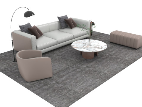 Set divani in pelle19 Modello 3D