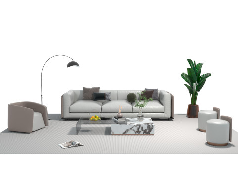 Leather sofa set 19 3D Model
