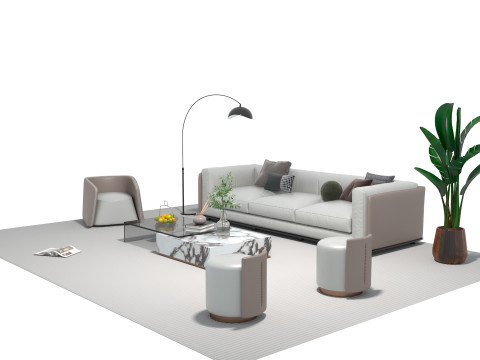 Leather sofa set 19 3D Model