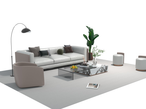Leather sofa set 19 3D Model