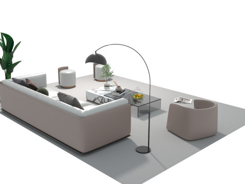 Leather sofa set 19 3D Model