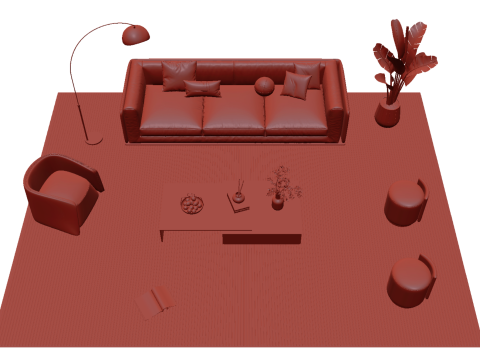 Leather sofa set 19 3D Model