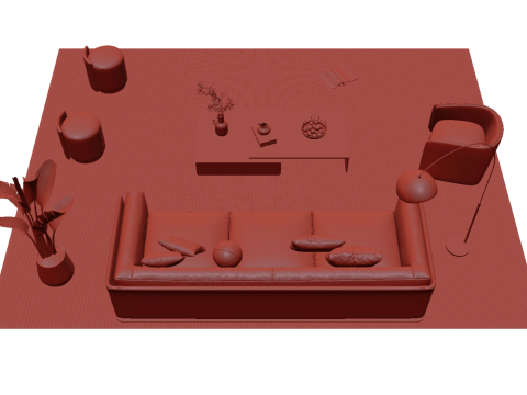 Leather sofa set 19 3D Model