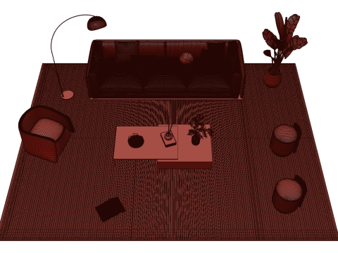 Leather sofa set 19 3D Model