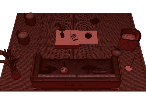 Leather sofa set 19 3D Model