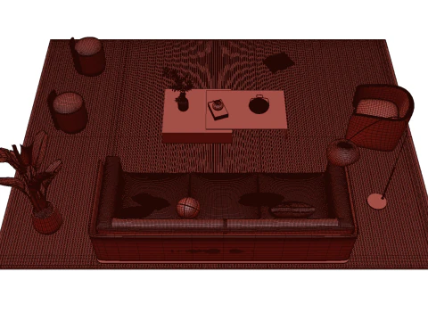 Leather sofa set 19 3D Model