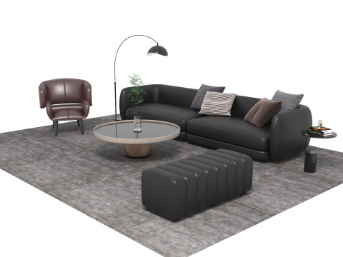 Set divani in pelle20 Modello 3D