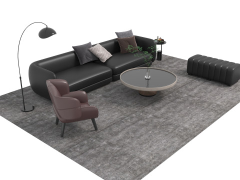 Set divani in pelle20 Modello 3D