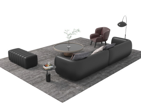 Set divani in pelle20 Modello 3D