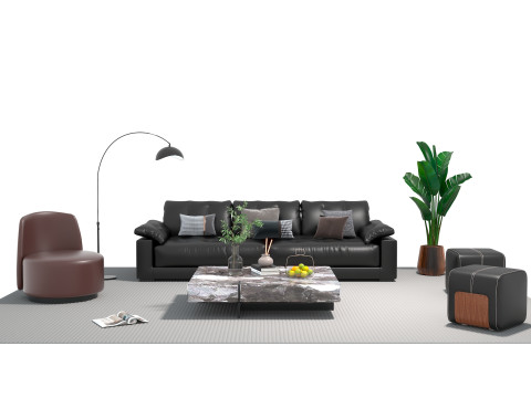 Leather sofa set 20 3D Model