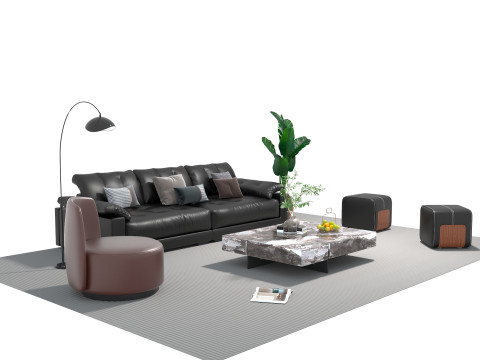Leather sofa set 20 3D Model